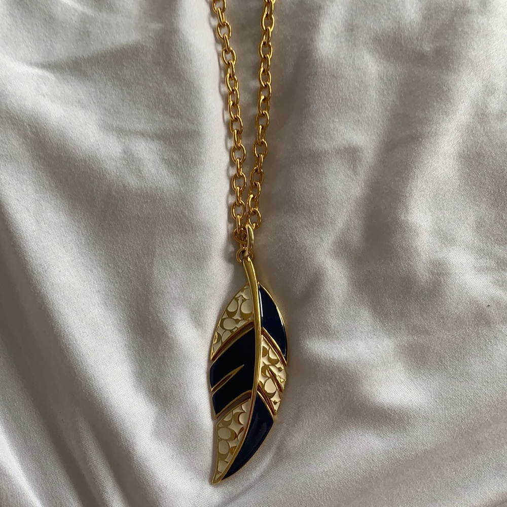 Coach Feather Gold and Enamel Necklace